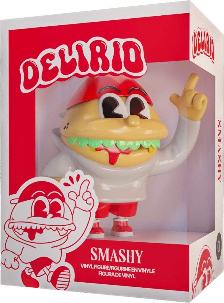 Funko Pop de Smashy, figura de vinilo de la mascota de Delirio Smash Burgers en su caja de colección