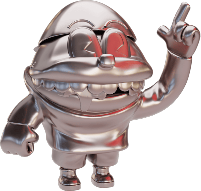 Figura de Smashy en versión plata, con acabado brillante y detalles metálicos